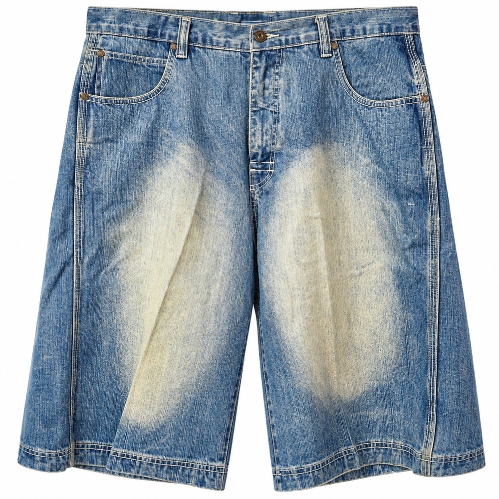 P.J. MARK 90s Y2K Jean Short Jorts Sz 42 Blue Baggy Hip-Hop Grunge Streetwear